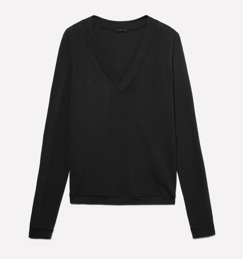 Black slim fit long sleeve t-shirt - women's long sleeve t-shirts - Black | Sisley image number 6